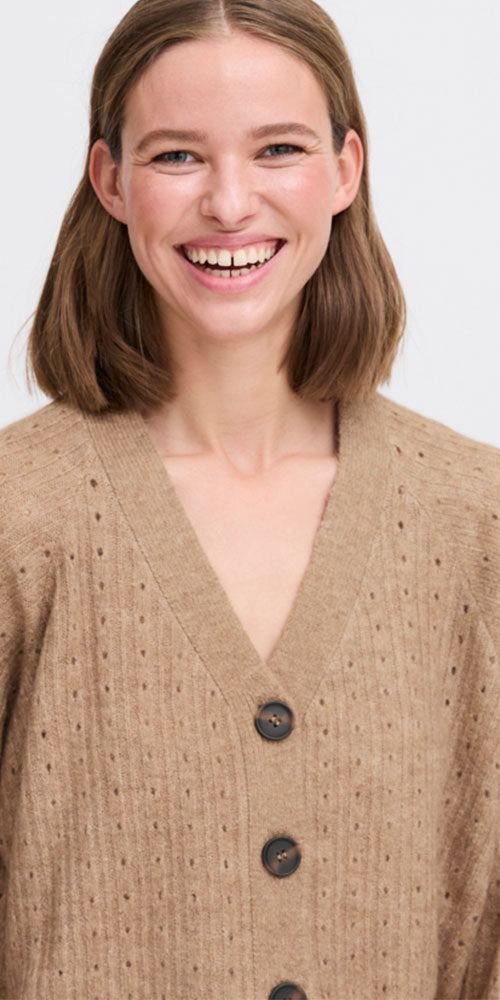 B.Young Button Cardy, walnut
