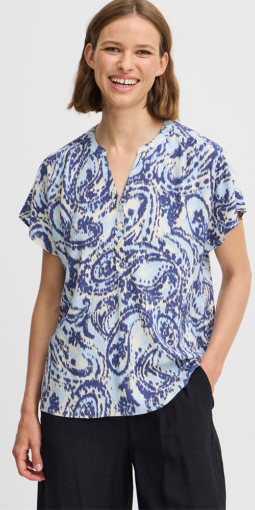 B.Young Paisley Button Blouse