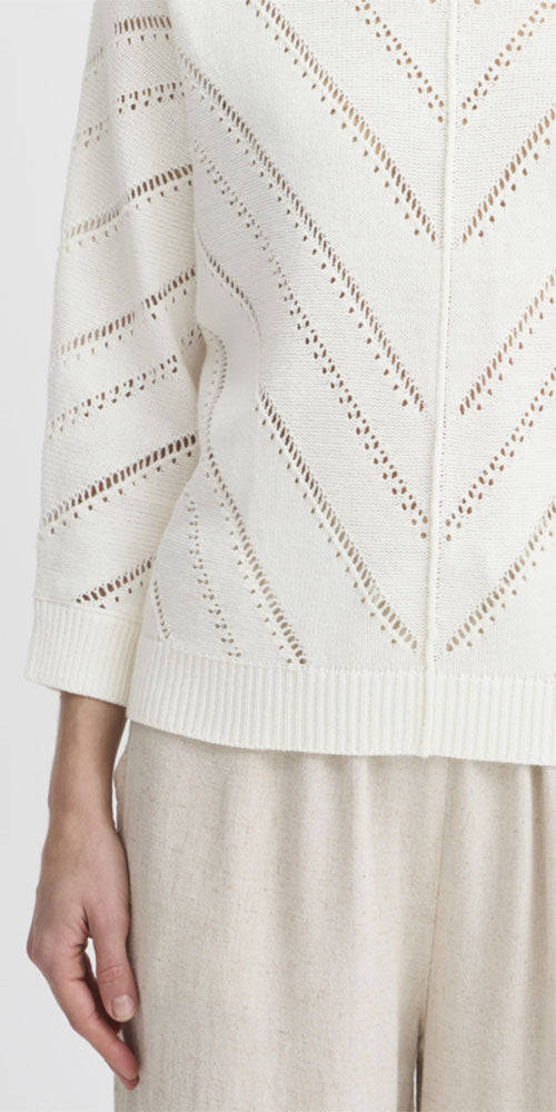 B.Young Chevron Knit Pullover, off-white
