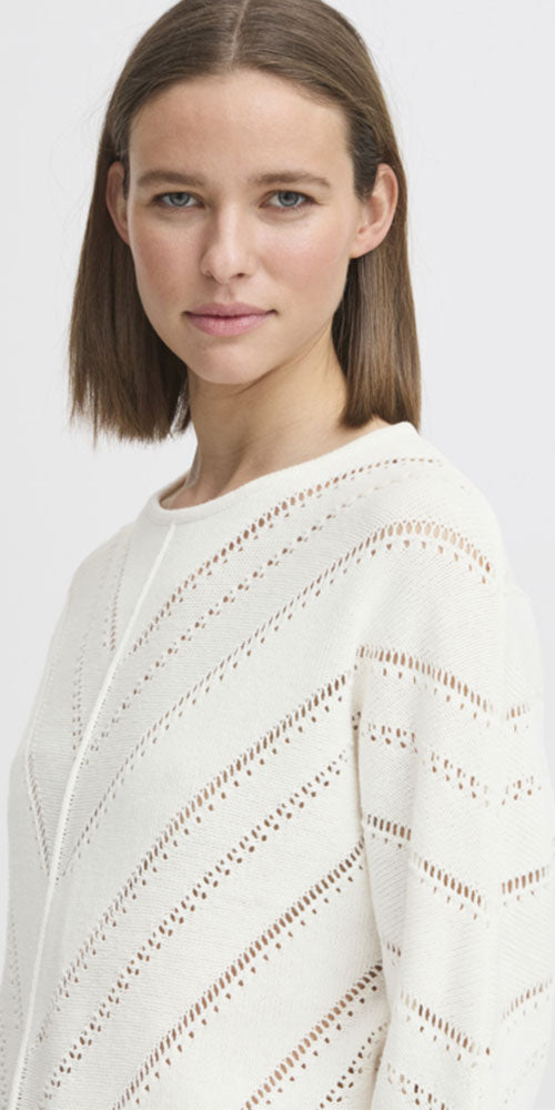 B.Young Chevron Knit Pullover, off-white