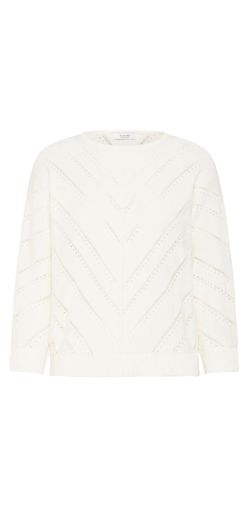 B.Young Chevron Knit Pullover, off-white