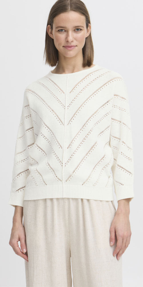 B.Young Chevron Knit Pullover, off-white