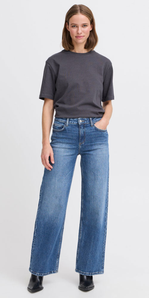 B.Young Classic Wide Jeans Long, medium wash