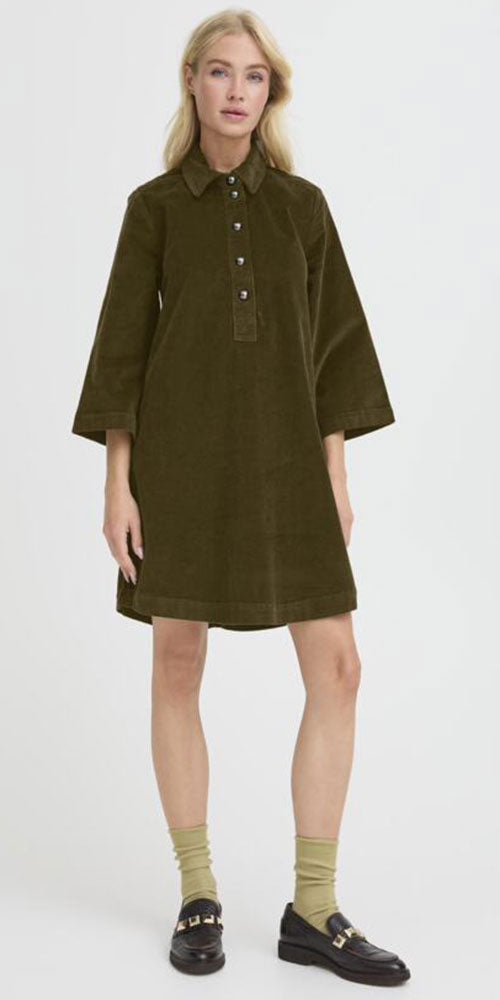 B.Young Corduroy Shift Dress, moss green