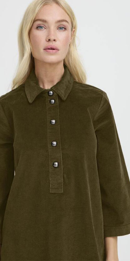 B.Young Corduroy Shift Dress, moss green