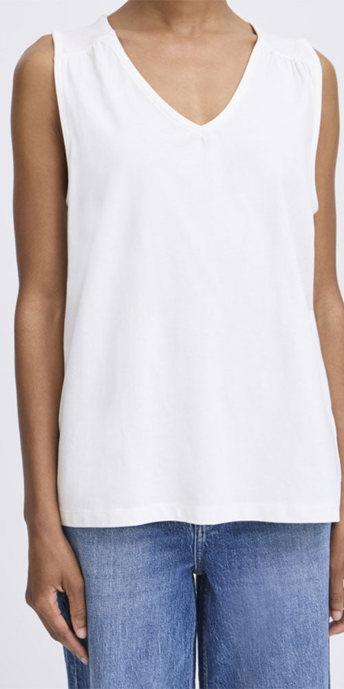 B.Young Cotton V-neck Tank, white