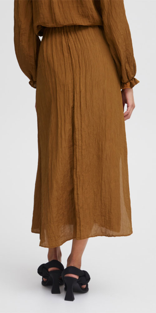 B.Young Crinkled Satin Maxi Skirt, bronze