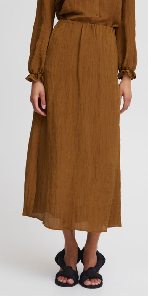 B.Young Crinkled Satin Maxi Skirt, bronze