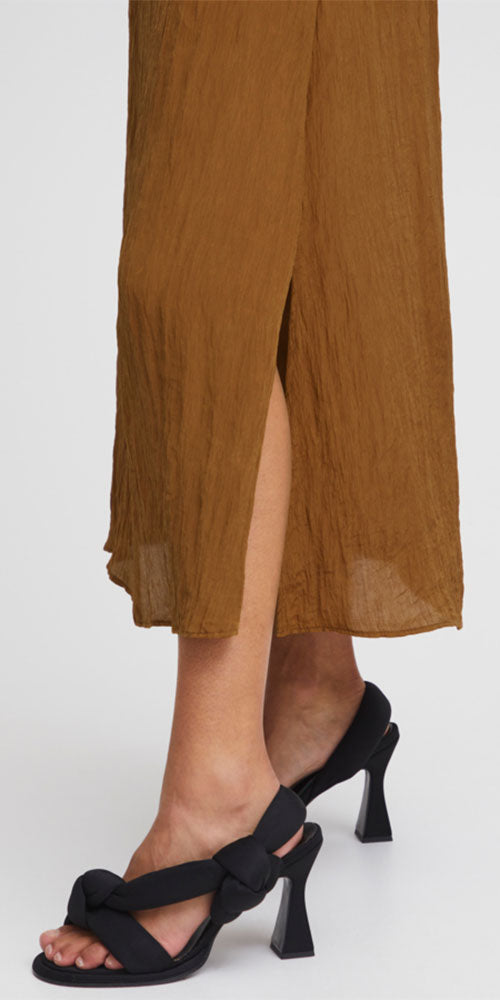 B.Young Crinkled Satin Maxi Skirt, bronze