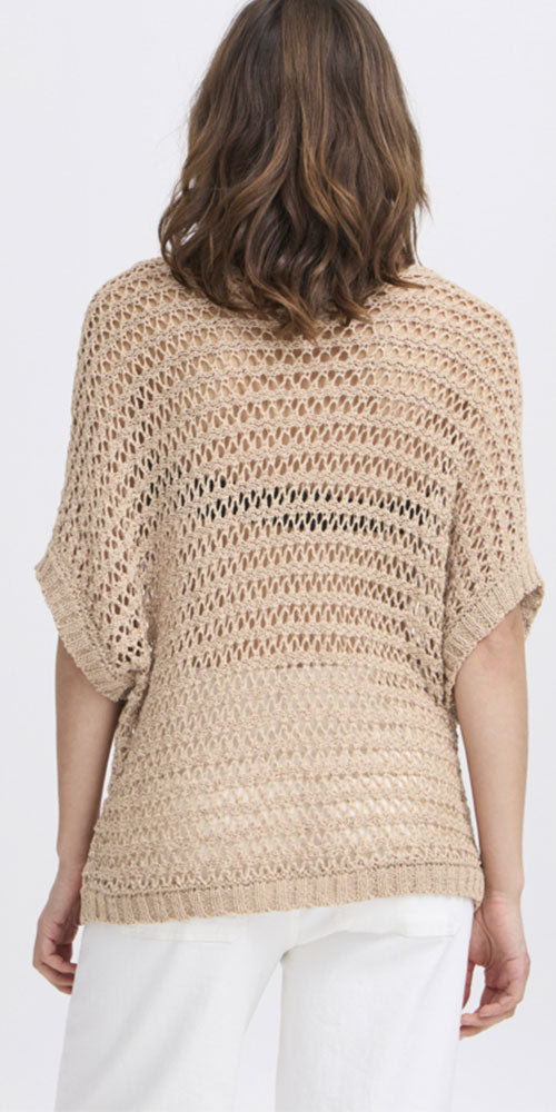 B.Young Crochet Mesh Pullover