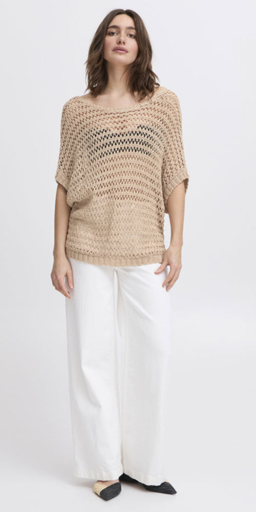 B.Young Crochet Mesh Pullover
