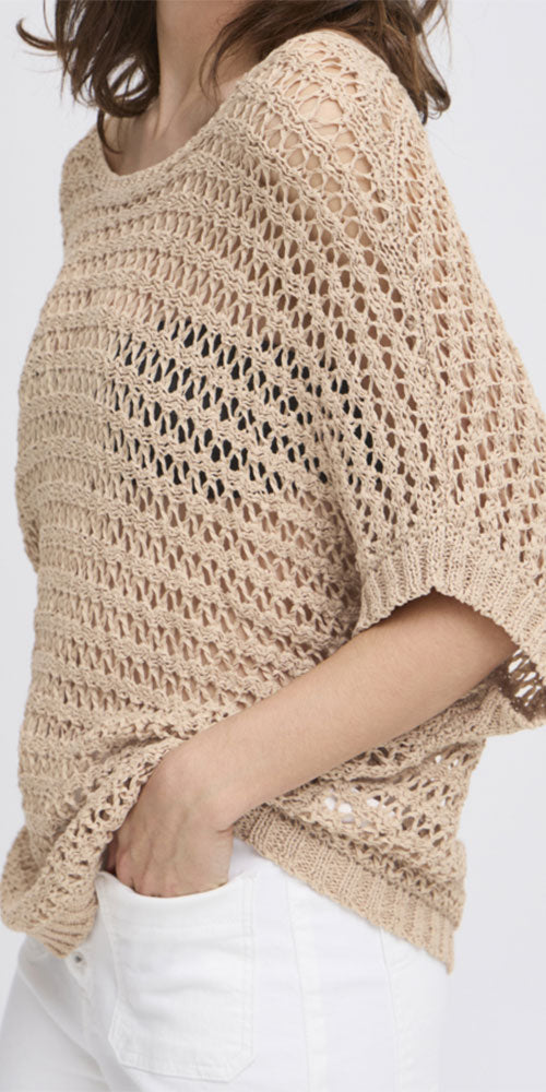 B.Young Crochet Mesh Pullover