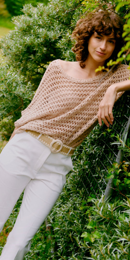 B.Young Crochet Mesh Pullover