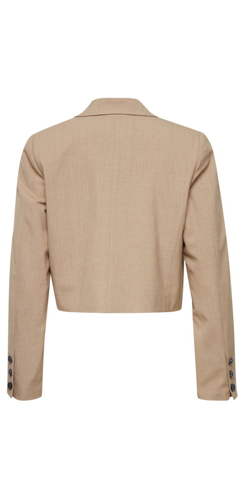 B.Young Cropped Blazer, heathered camel