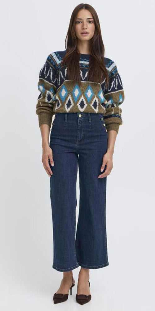 B.Young Cropped Button Jeans