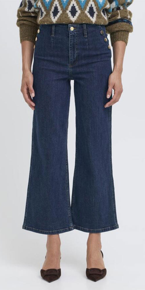 B.Young Cropped Button Jeans