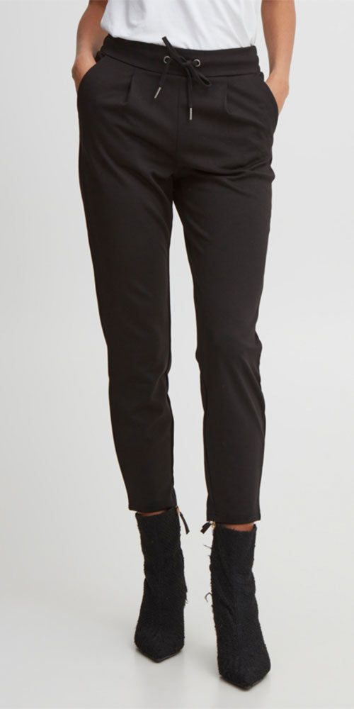 B.Young Cropped Ponte Knit Joggers, black - Bergstrom Originals