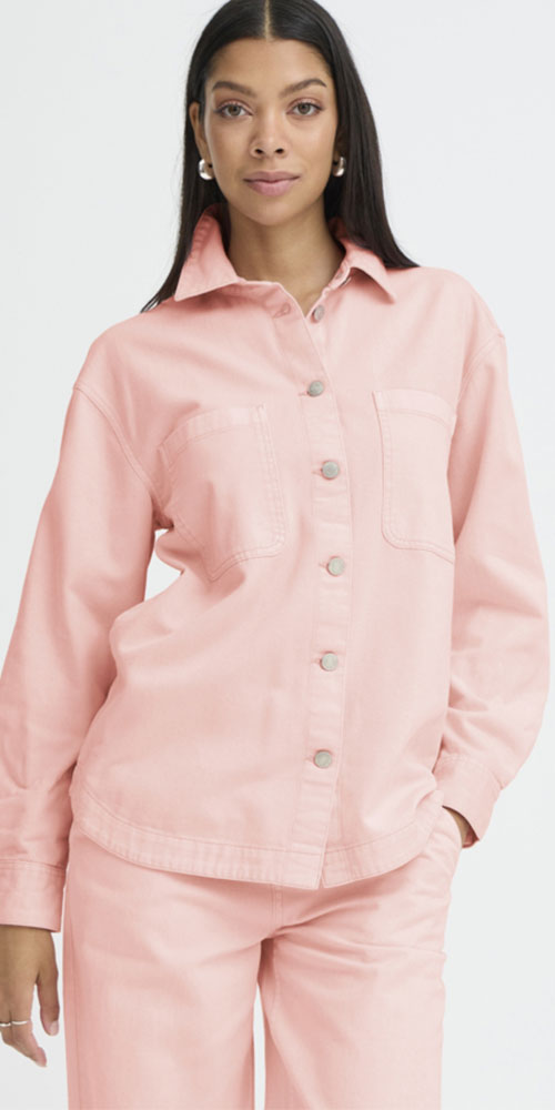 B.Young Pink Denim Shacket