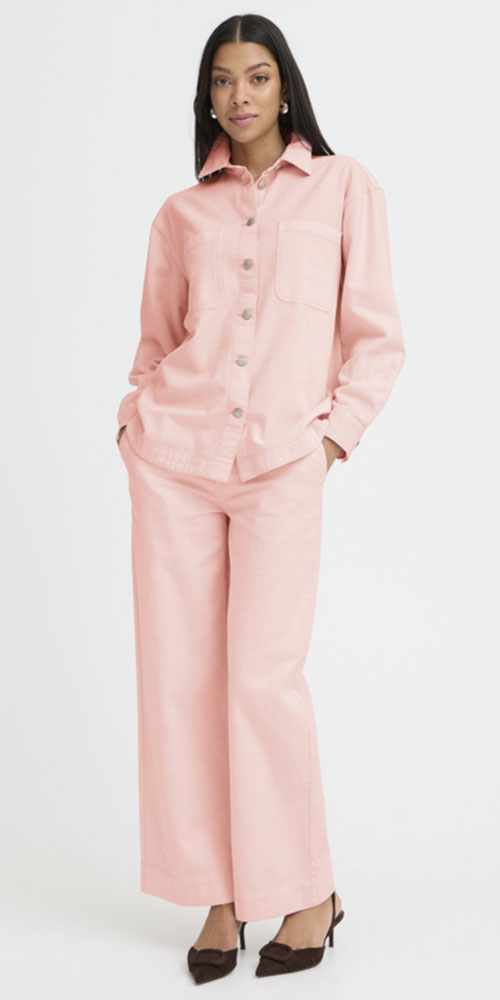 B.Young Pink Denim Shacket