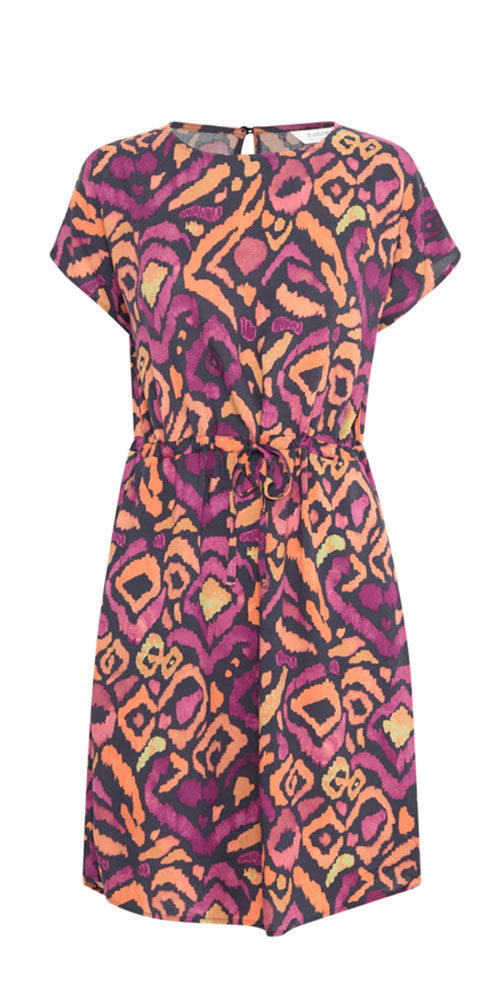 B.Young Drawstring Dress, purple ikat