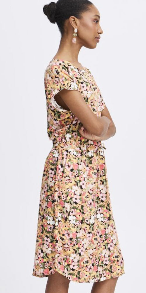 B.Young Drawstring Dress, coral floral