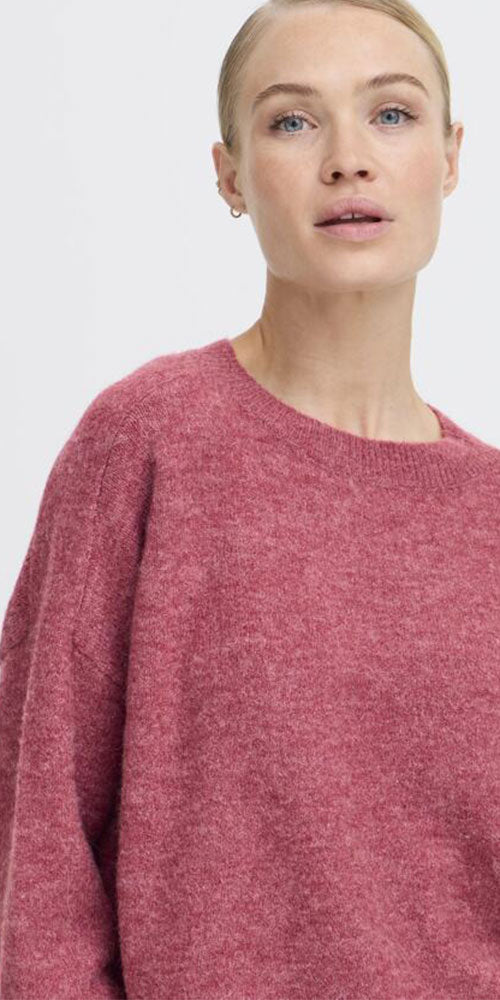 B.Young Easy Crew Neck Sweater, rouge