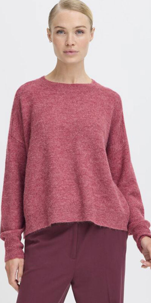 B.Young Easy Crew Neck Sweater, rouge