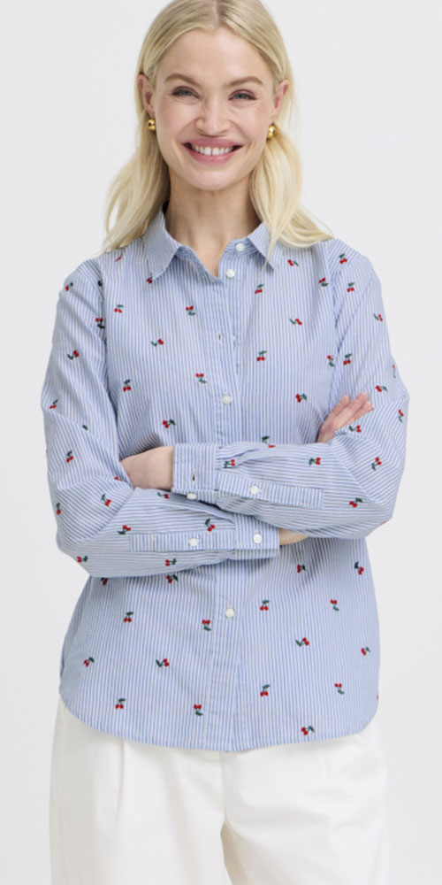 B.Young Embroidered Cherry Shirt