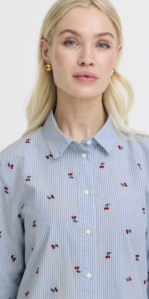 B.Young Embroidered Cherry Shirt