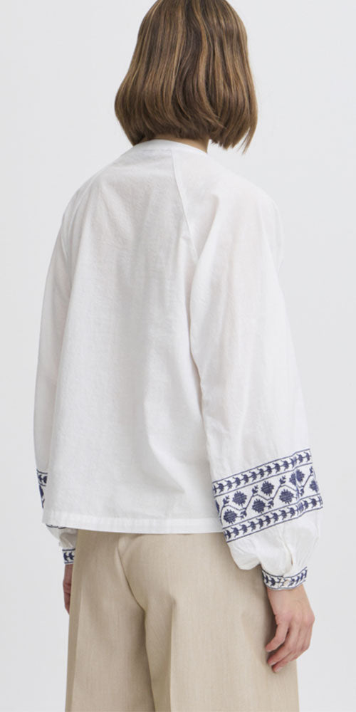 B.Young Embroidered Cotton Blouse