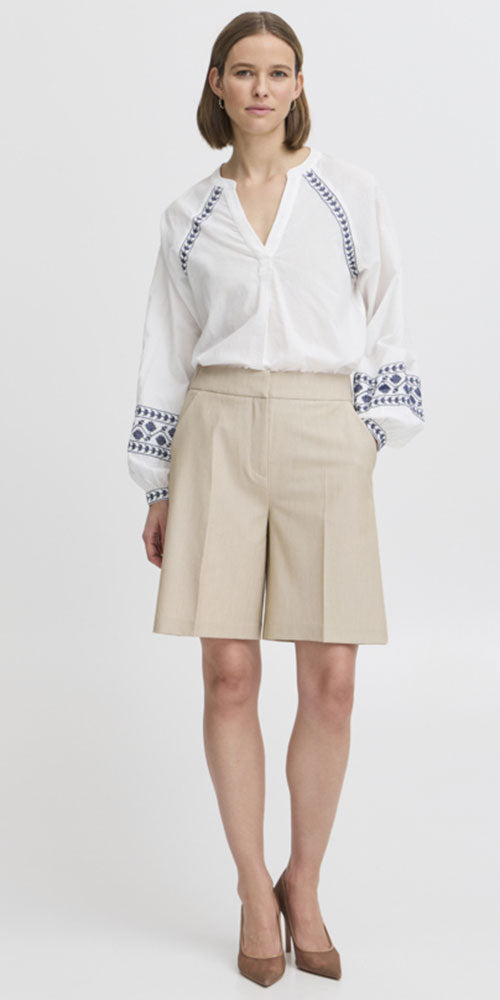 B.Young Embroidered Cotton Blouse