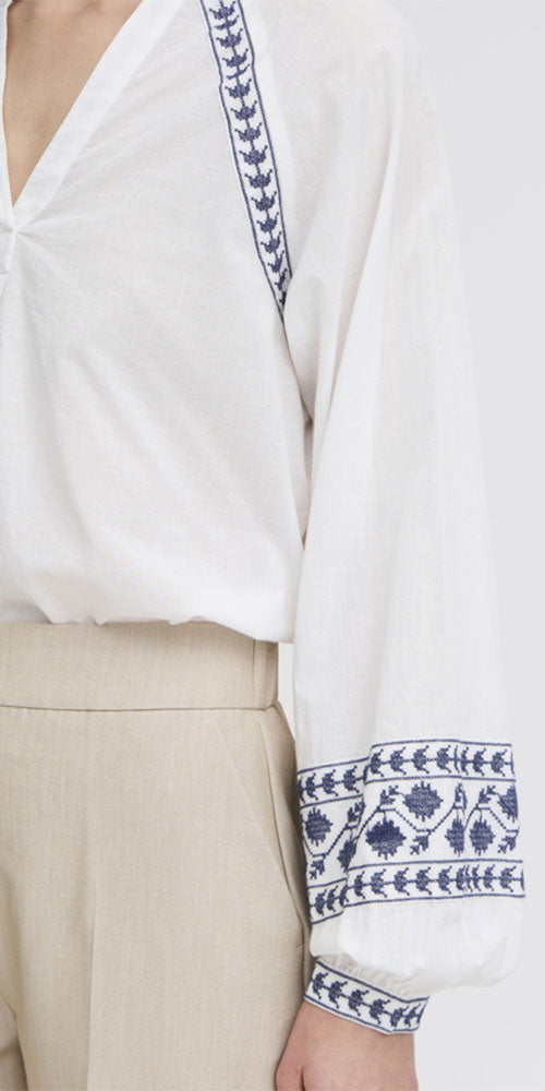 B.Young Embroidered Cotton Blouse