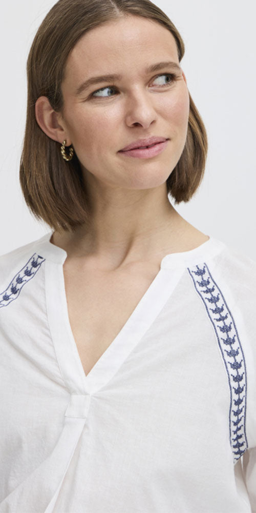 B.Young Embroidered Cotton Blouse