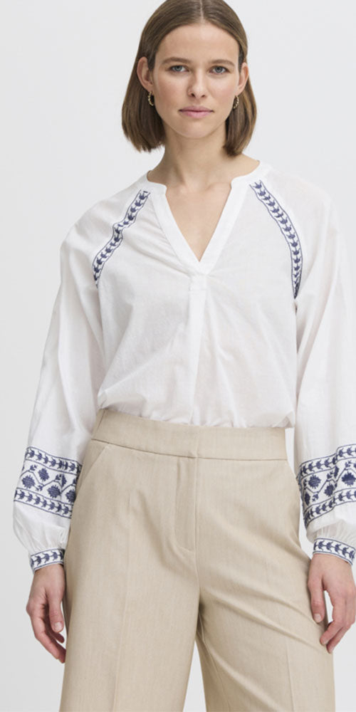 B.Young Embroidered Cotton Blouse