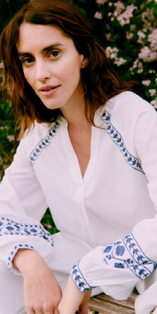 B.Young Embroidered Cotton Blouse