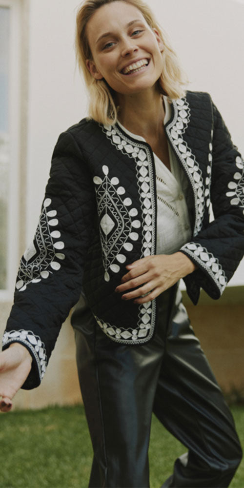 B.Young Embroidered Quilted Jacket