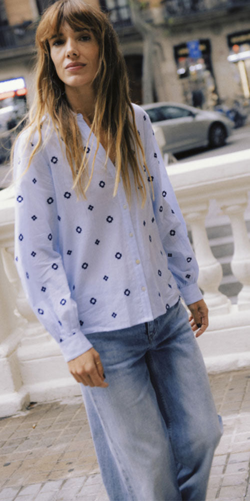 B.Young Embroidered Cotton Tunic Shirt