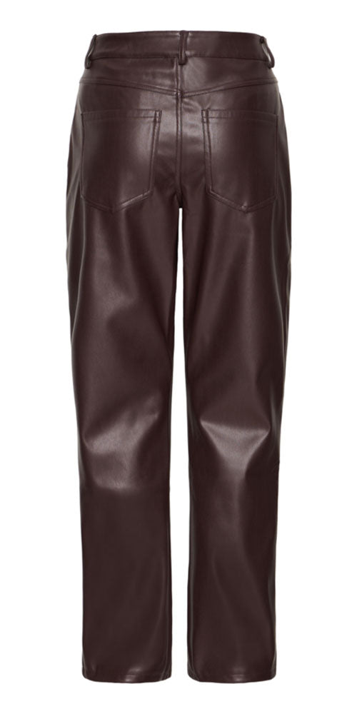 B.Young Straight Faux Leather Pants, eggplant