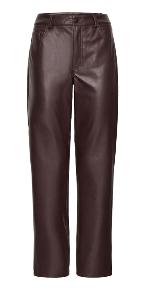 B.Young Straight Faux Leather Pants, eggplant