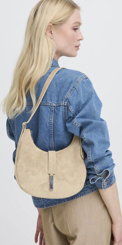 B.Young Faux Suede Crescent Handbag