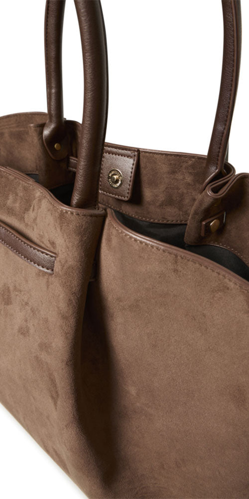 B.Young Faux Suede Shopper, chocolate brown