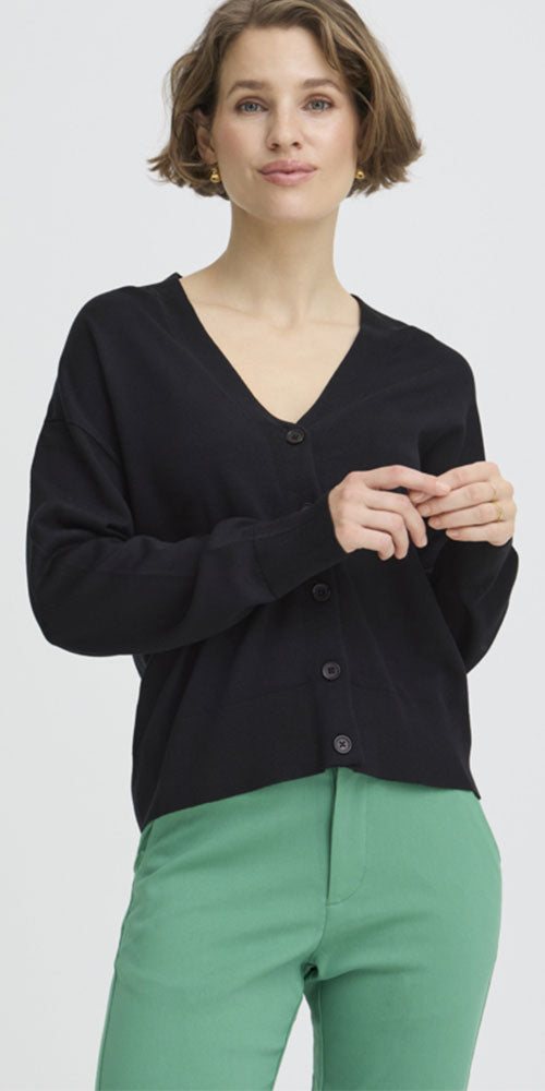 B.Young Fine Knit Cardy, black
