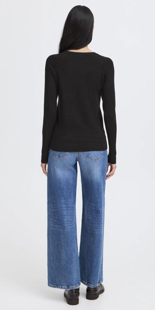 B.Young Fine Knit Crew Neck, black
