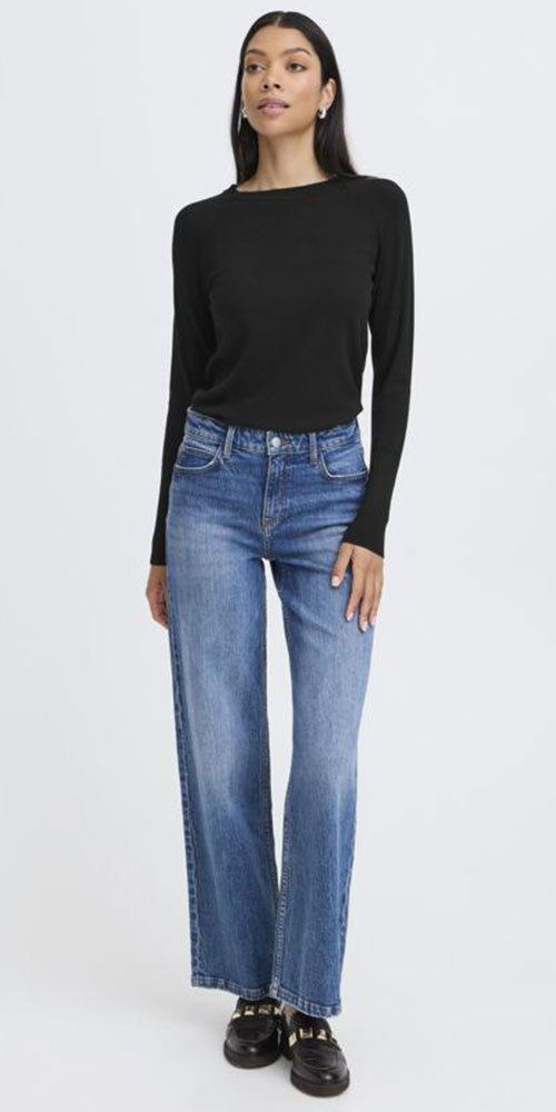 B.Young Fine Knit Crew Neck, black