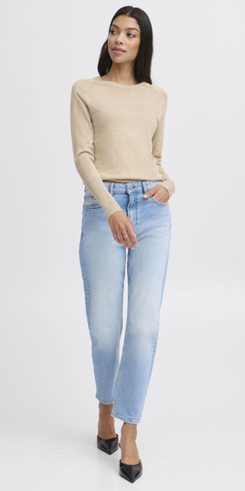 B.Young Fine Knit Crew Neck, hummus