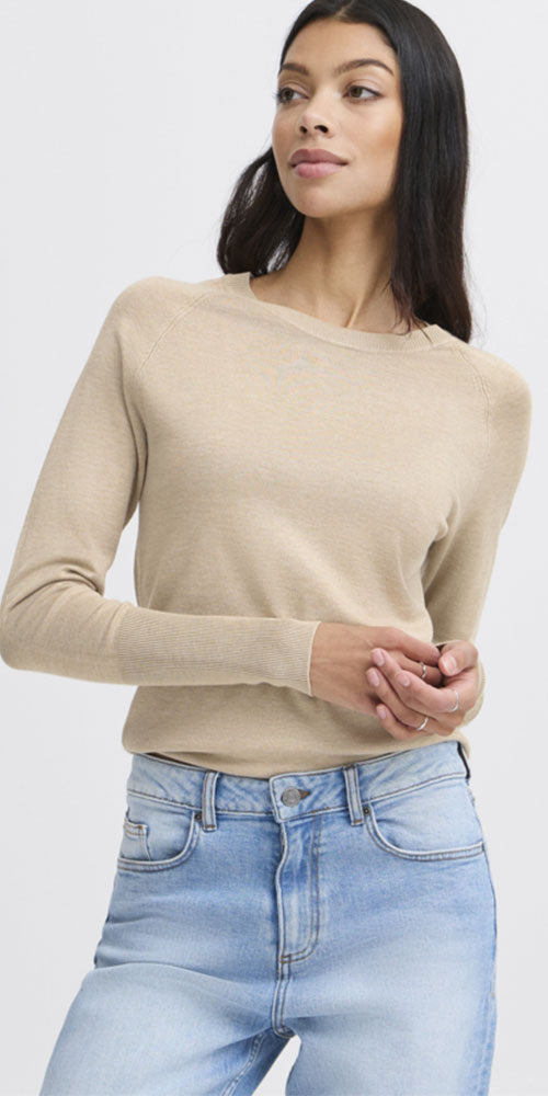 B.Young Fine Knit Crew Neck, hummus