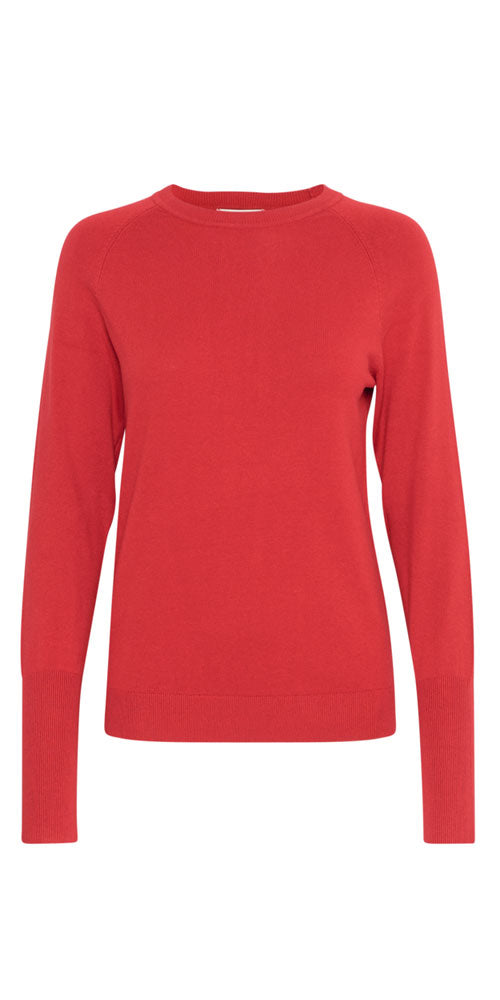 B.Young Fine Knit Crew Neck, red