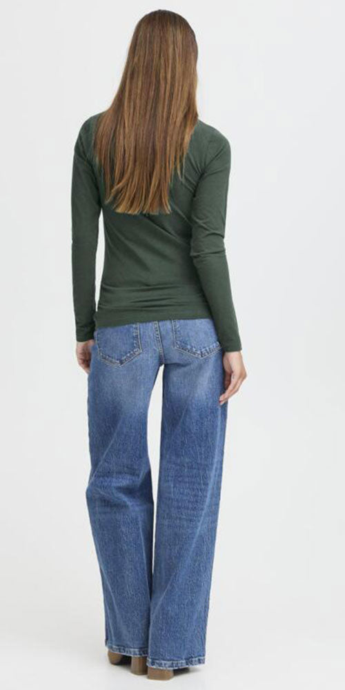 B.Young Fitted Long Sleeve Top, dark green