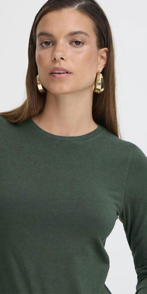 B.Young Fitted Long Sleeve Top, dark green
