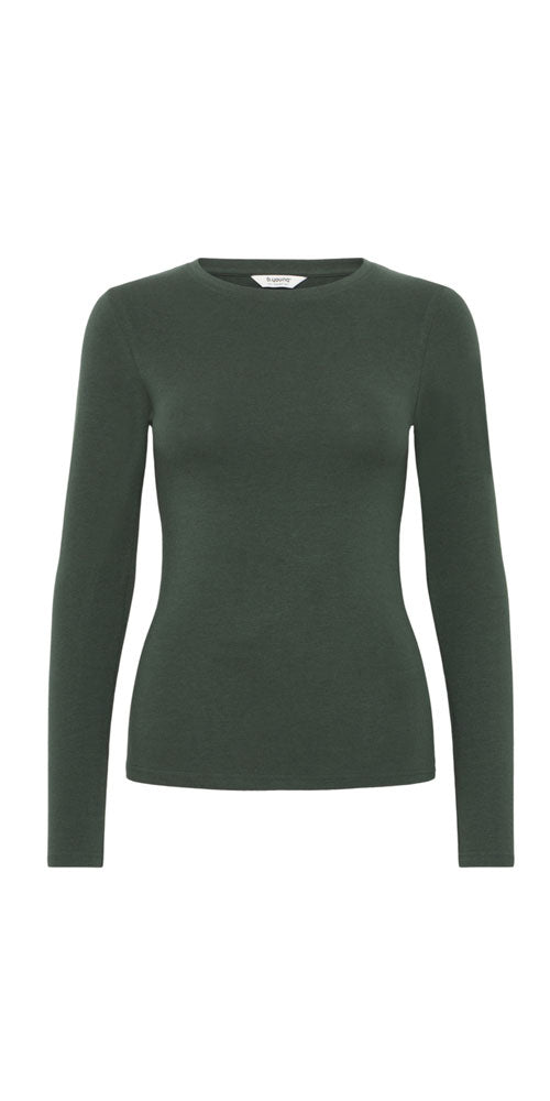 B.Young Fitted Long Sleeve Top, dark green